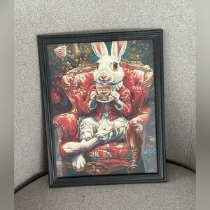 Whimsical Wonderland White Rabbit Framed 8x10 Art